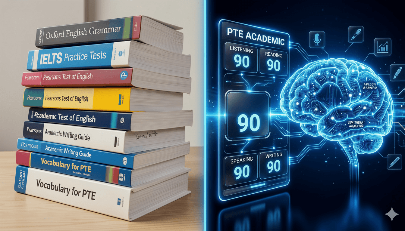 PTE preparation materials connected to AI-powered analysis and review tools